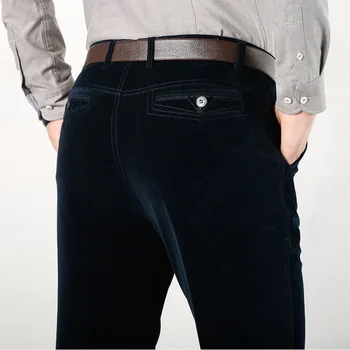 ICPANS Klasik të Drejtë të Lirshme Corduroy Pantallona Burrat Shtrirje të Verës Biznesit Rastësor Pantallona të Zeza Khaki Blu Pantallona të Gjata 2019
