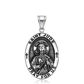 Katolike Stil Varëse Gjerdan Çelik Shën SHËN JUDE Lutuni për Ne Jezu Ovale Medaljen e Krishterë Gjerdan