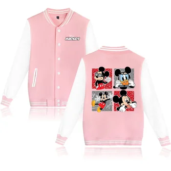 Disney Mickey Minnie Mouse Baseball Xhaketë Gratë Hip Hop Harajuku Xhaketa Streetwear Fëmijët Vajza Të Lirshme Kolegji Tunika