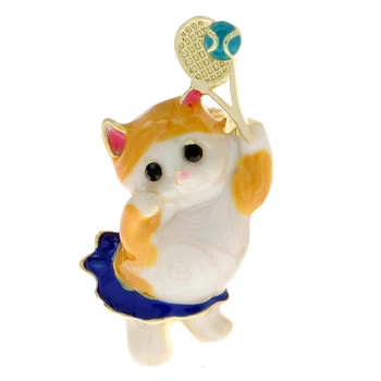 CINDY XIANG Cute Pak Mace duke Luajtur Tenis Karficë Qesharake Kitty Pin Kafshëve të Projektimit Cartoon Bizhuteri Smalt Pajisje