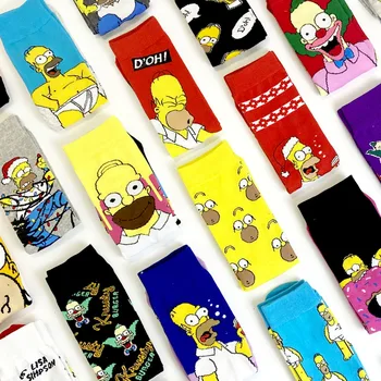 1 Palë Simpsons Harajuku Vjeshtë Gratë Burrat Çorape Cartoon Personalitetit Skateboard Çorape Anime Mesme Tub Pambuku Unisex Çorape