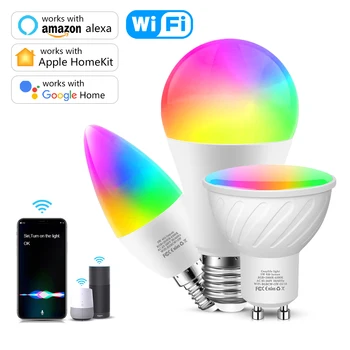 Tuya Zgjuar Jetës/Apple Homekit Zgjuar LED Llambë E14 GU10 E27 RGBW WiFi LED Llambë të Zgjuar të Punojnë në Shtëpi Me Siri Alexa Google në Shtëpi