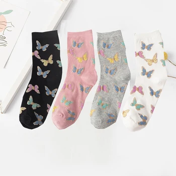 Moda ins Grave Çorape Klasike Cartoon Ngjyra Kafshët e Insektet Flutur Model të Bukur Harajuku Rrugë Batica Argëtim Sport Çorape