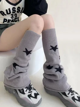 KOSAHIKI Japoneze Star Print Dy-Anësore të Veshin Gratë Këmbën Warmers Çorape JK Boot Mbuluar Lolita Y2k Harajuku të punuar me shtiza Goditje Streetwear