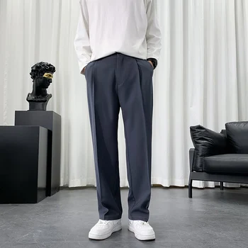 2023 Rinj Rastësor Pantallona Të Ngurta Të Gjerë Këmbën E Pantallonave Të Drejtë Në Modë Kostum Pantallona Streetwear Të Rehatshme Pëlhurë Sunhat Unisex