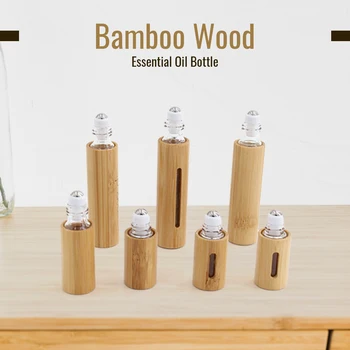 3/5/10ml Natyrore të Drurit Bambu të Rrokulliset Topin Në Shishe Me Dritare Vaj Esencial Nën-shisheve Parfume Rul Shishe Shishe Refillable