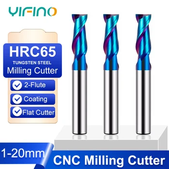 YIFINO HRC65 Tungsten Çeliku Mulliri Prestar 2-Flaut Keyway Veshje Carbide Mulliri Prestar Çelik Special CNC Hapëse