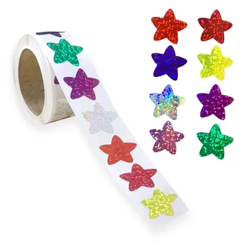 Holografike Ngjyrë Ari Star Stickers për Fëmijët Shpërblim 1inch Petë Star Stickers Etiketat për Mur Artizanatit Mësimdhënësit Furnizime