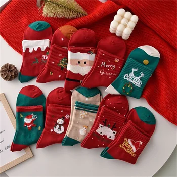 5 Palë Krishtlindje Çorape Dhuratë Grave Çorape të Rastit të Dimrit Xmas Çorape Pambuku Kartonave të Ngrohtë e Bukur të Vajzave Çorape të Krishtlindjeve Decors