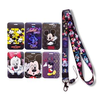 Disney Mickey Minnie Mouse Grave ID Biznesit Distinktiv Kartë Rast Kuadër ABS Punonjës Mbuluar Rast Studenti Lanyard Emrin e Mbajtësit të Kartës