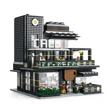 Cep Kafene, Dyqan Model të Ndërtimit të MOC 86007 Qytetit Pamjen e Rrugës Modulare Blloqet e Tullave Vendosur DIY Lodra Krijuese Dhurata Për Fëmijët