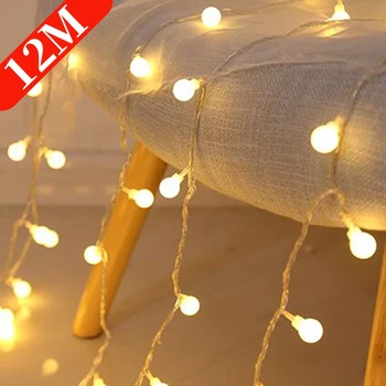 12 M Zanash Dritat USB në Natyrë/Shtëpie Rrugë Kurorë e Krishtlindjeve e Vitit të Ri Xmas Festoon LED Dritat Varg Për Shtëpi dhoma Gjumi Dekor