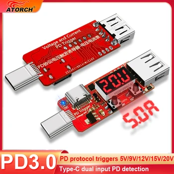 PD Shpejtë të Ngarkuar të Shkaktojë Dixhitale Aktuale të Tensionit të Metër Ammeter Coulometer Ngarkues Celular Furnizimi me Lloj-c USB Kontrollor Detector