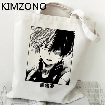 Heroi im Akademia Shoto Todoroki qese shopping ushqimore blerës kanavacë bolsas de tela pambuku qese sacola bolsas reutilizables porosi