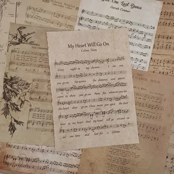 Vintage Muzikë Rezultatin Sfond Deco Mesjetare libër të vjetër faqe për Shkrimi Scrapbooking Kartat Journaling DIY Retro Materialeve
