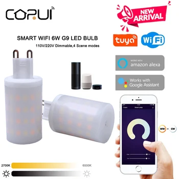 CORUI Dimmable Tuya G9 WiFi, Inteligjente G9 6W LED Llambë Zgjuar Dritat Inteligjente Llambë të Punojnë Me Alexa Google Kursimit të Energjisë Llambë