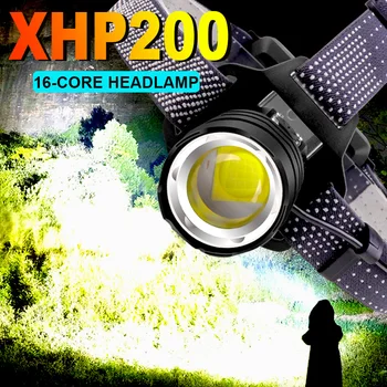 2022 Super XHP200 të Fuqishme Headlamp Rechargeable Kokën elektrik Dore të Lartë të Pushtetit Kokën Llambë 1000Meters Headlight 18650 Peshkimit në Fanar