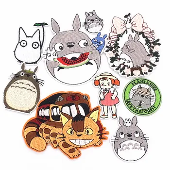 9PCS/Set Anime Karakter Totoro Arna Pa Fytyrë Njeriu Applique Hekuri Në Veshje Për DIY Rrobat Dekor Qëndisje Pëlhurë Stickers