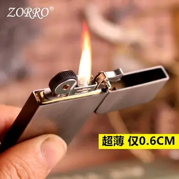 Re Zorro Ultra-hollë, të Pastër dhe të Shndritshëm Mini Vajguri Lehtë Portative Metalike Windproof Timon Rëndë të Lehta pirja e Duhanit e Cigareve Vegël