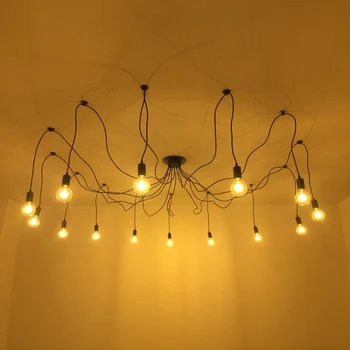 DIY Varëse dritat Moderne Retro Varur Llamba të Edisonit në Llambë të Ndeshjeve Spider Llambë Tavan Garë të Lehta për të Jetuar Room Dekor në Shtëpi