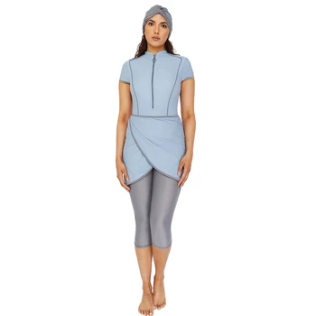 3Pcs/Set të Ri KULTURE të Shkurtër Para Zinxhir rroba banje Modës Print Burkini Musliman Gratë rroba banje Bregdetar të Shfletoj Musliman rroba banje Gratë