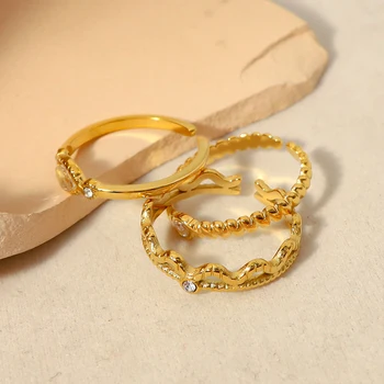 Të EGRA & LIRË Ari të Lyera me Çelik Zircon Kristal Unaza për të Grave të Thjeshta Prirje të Rregullueshme në Unazën e Dasmës Bizhuteri Dhuratë