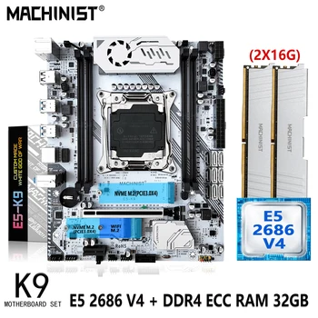 MACHINIST X99 Vendosur Motherboard Kit Xeon E5 2686 V4 CPU LGA 2011-3 32GB(2*16G) DDR4 ECC RAM Memorie Nvme M. 2 Sata 3.0 M-ATX K9