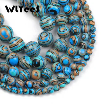 Artificiale blu malachite Natyrore Gur, Rruaza Raundin e Lirshme Spacer Bead Për Bizhuteri Bërë DIY Byzylyk Gjerdan 15