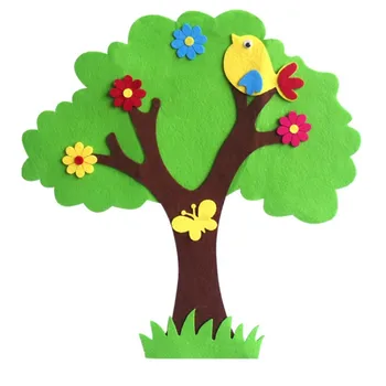 T-N të Mëdha Jeshile Zog Pemë Nonwoven Ndjerë Paketë Muri Stickers Krijuese Rainbow Cartoon Mur Dekor për Kopshtin e fëmijëve Fëmijët Dhoma