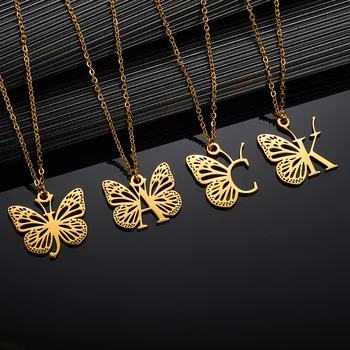 Fillestar A-Z Letrat Butterfly Varëse Gjerdan Për Gratë Çelik Çeliku Zinxhir Të Hollë 2023 Modës Bizhuteri Dhuratë