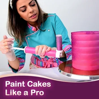 Më të reja Manual Tortë Llak Armë Airbrush për Cake Ujdisje Spërkatës Ngjyra Duster Tortë Pastë Fshirje e pluhurit Spërkatje Tub