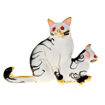 CINDY XIANG Smalt të Bardhë të Vogla Cat Karficë e Kafshëve Pin Kitty Dizajn 2 Ngjyra në Dispozicion të Verës T-shirt Pajisje