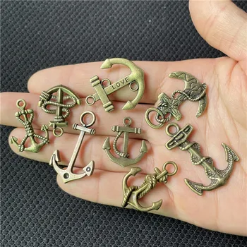 JunKang 10PCS të ankorohen anije të amulet pendants DIY punuar me dorë një palë vathë byzylyk gjerdan aksesorë bizhuteri me shumicë lidhësi