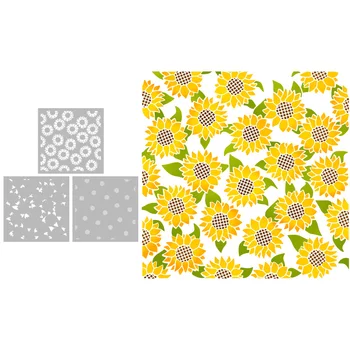 MangoCraft 3PCs Pranverë të Lulëzimit të Sunflowers Plastike Klishe Për Dekor DIY Scrapbooking Furnizimet Sfond Shabllon Për Kartat