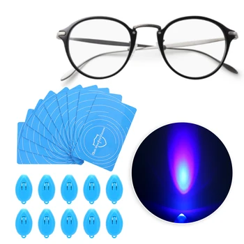 10Set Anti-Drita Blu Test Kartën e Kaltër Gjenerator Test Dritë Syzet Lentet UV Test Plotësues Dritë Blu Zbulimin Kit Reusable
