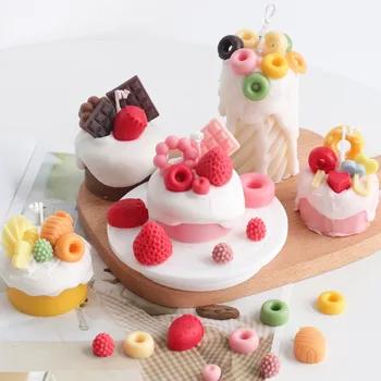 E bukur Tortë Qiri Silikoni Myk 3D Krijuese Mus Pastë Pjekje Çokollatë Aroma Qiri Dylli Myk Zejtare Ditëlindjen Dekorative