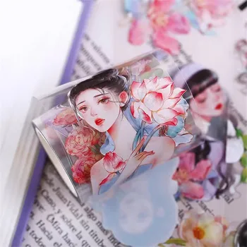 E bukur Lotus Lule Vajzë Washi PET Kasetë për të Bërë Kartë Dekorimin DIY Scrapbooking Plani Stickers