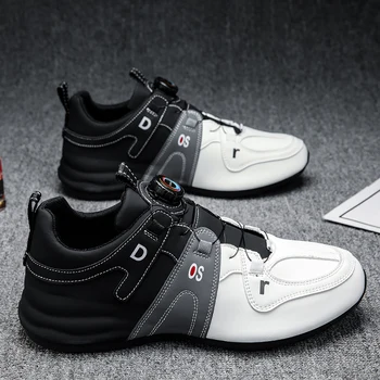 Për meshkuj rastësor sportive, këpucë të Modës të zezë dhe të bardhë lëkure këpucë