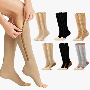 Mjekësore Compression Pak Sportive Presion Gjatë Çiklizmit Çorape Zinxhir Profesionale Këmbën Mbështetje Të Trasha Gratë Varicose Venë Çorape