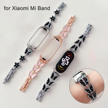Të pakta Grup Dore Zëvendësim për Xiaomi Mi Band 5/6/7 Metalike Byzylyk për Gratë Miband Smartwatch Pajisje Bling Dressy