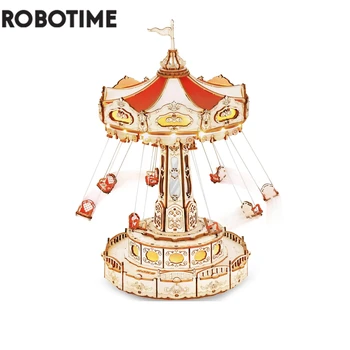 Robotime Rokr Ritëm Udhëtim DIY Music Box pallat Amusement Park Seri për Fëmijët e të Rriturit Dhurata e Lehtë Kuvendit 3D Druri Mister