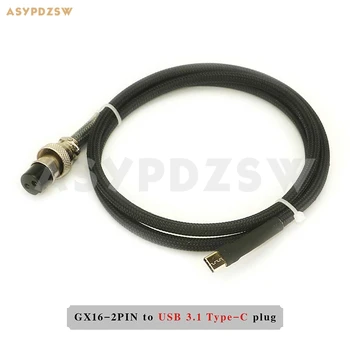 1 MILION GX16-2 Pin për të USB 3.1 Lloj-C plug të Pastër dhe të shndritshëm akuzuar kabllo DC Lineare furnizimi me kabllo