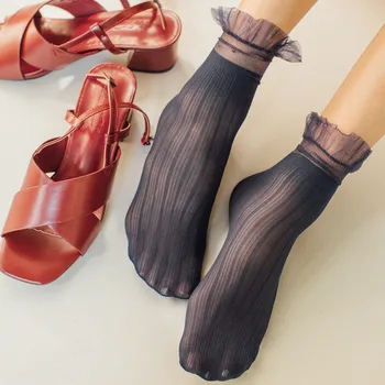 Grave Çorape me Cilësi të Lartë Rrjetë të Hollë Breathable Verës Ekuipazhit Çorape Korean Harajuku Streetwear të Ngurta me Ngjyra të Butë Kadife të Ngacmoj Goditje
