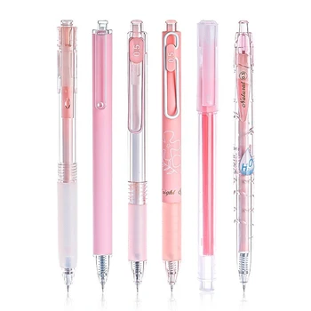6PCS/set Kawaii rozë Xhel Stilolaps 0.5 mm Krijuese e Bukur Neutral Ngjyrë të Zezë Stilolaps Fëmijëve Dhuratë e Zyrës së Shkollës Shkrim Furnizimet Shkrimi