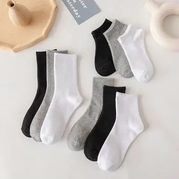 Të ngurta me Ngjyra Çorape të Zezë, të Bardhë e Gri Çorape Grave Mesi tub Pranverës dhe Verës Breathable të Shkurtër-tub të Mesme Tub Sport Çorape