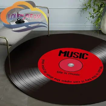 Retro modës personalizuar muzikë vinyl rekord raundin qilim 3D dhomen e katit mat gjumi shportë Kat karrige Mat Qilim
