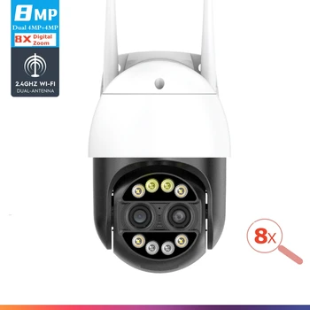 8MP 4K 8x Hibrid Zoom 2.8+12mm Dyfishtë Lente Kamera IP PTZ WiFi Zbulimin e Njeriut Audio Intercom Sigurisë Video Kamera Survejimi