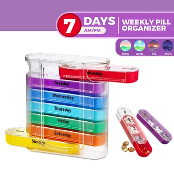Çdo javë 7 Ditë Pilulë Organizator Katër Herë në-një-Ditë Mjekim Kujtesë 28 Compartments Pilulë Kuti Plastike të Mjekësisë Automat për të Udhëtuar