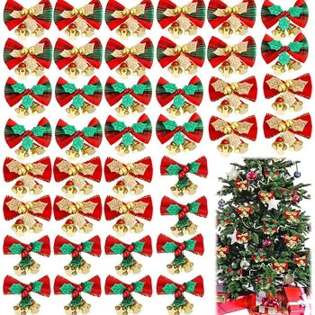 8pcs/pack 3cm Vogël Bell Hark Pemë e Krishtlindjeve Dekoratave Mini Vitit të Ri Stolitë Harqet e Krishtlindjeve Kurorë Bell Bowknot Artizanale