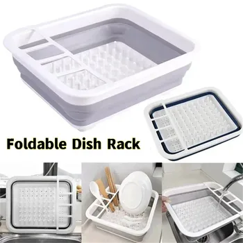 Foldable Gjellë Raft Kuzhinë Ruajtjen Mbajtësi Drainer Tas Tableware Pjatë Portativ Tharje Raft Shtëpi Raft Dinnerware Organizator